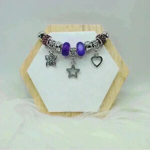 Cute Bracelet With Butterfly & Star Charms